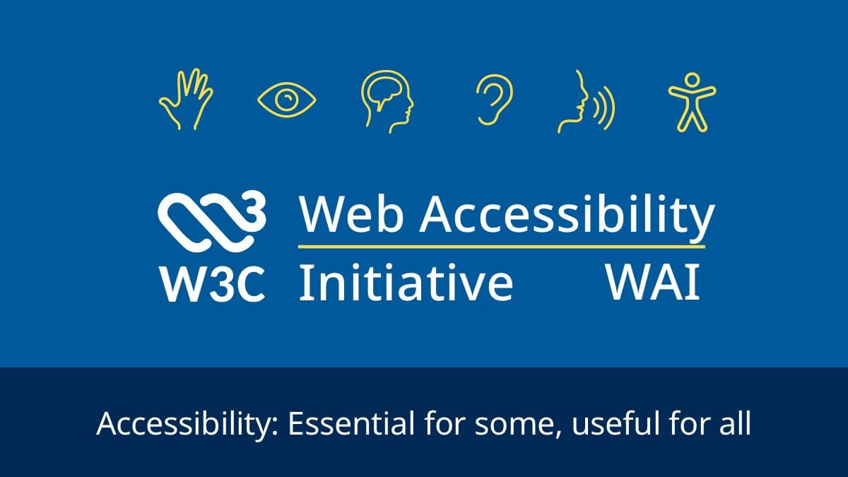 The W3C Web Accessibility Initiative banner with icons representing different accessibility needs.